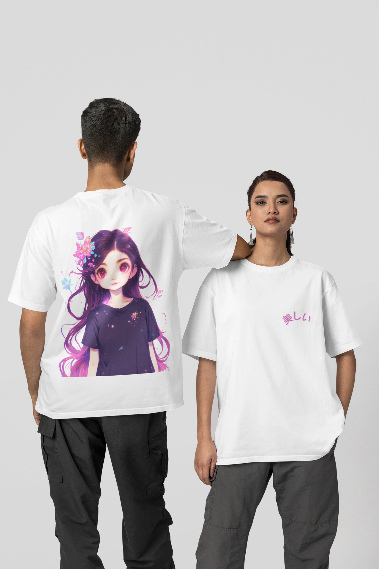 Unisex 'Cute girl Anime' Oversized Standard T-Shirt